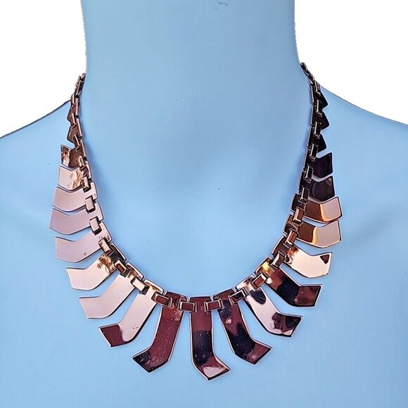 VTG Renoir Modernist Polished Copper Graduated Industrial Bold Necklace 18" - Picture 1 of 8